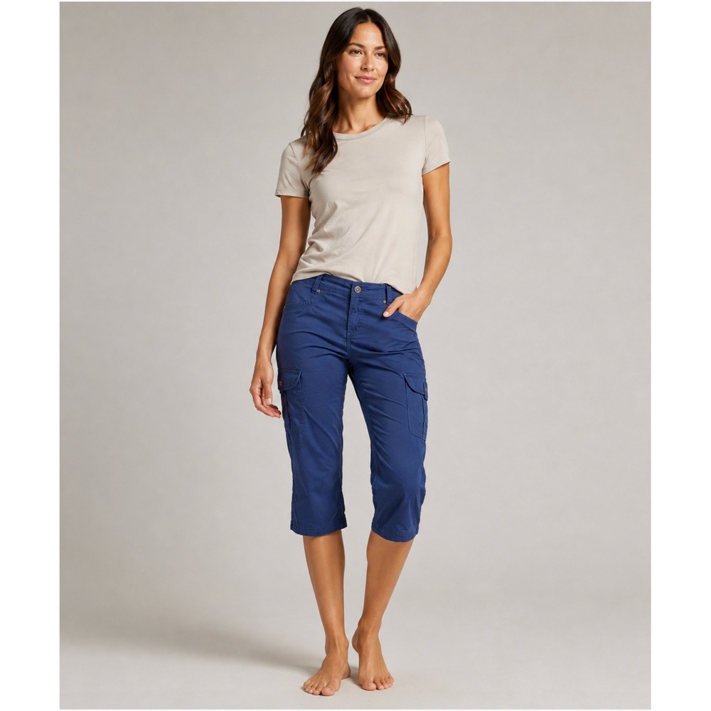 Kuhl Cargo Capri Pants 12 Navy Blue Vintage Patina Dye Hiking Gorpcore Utility